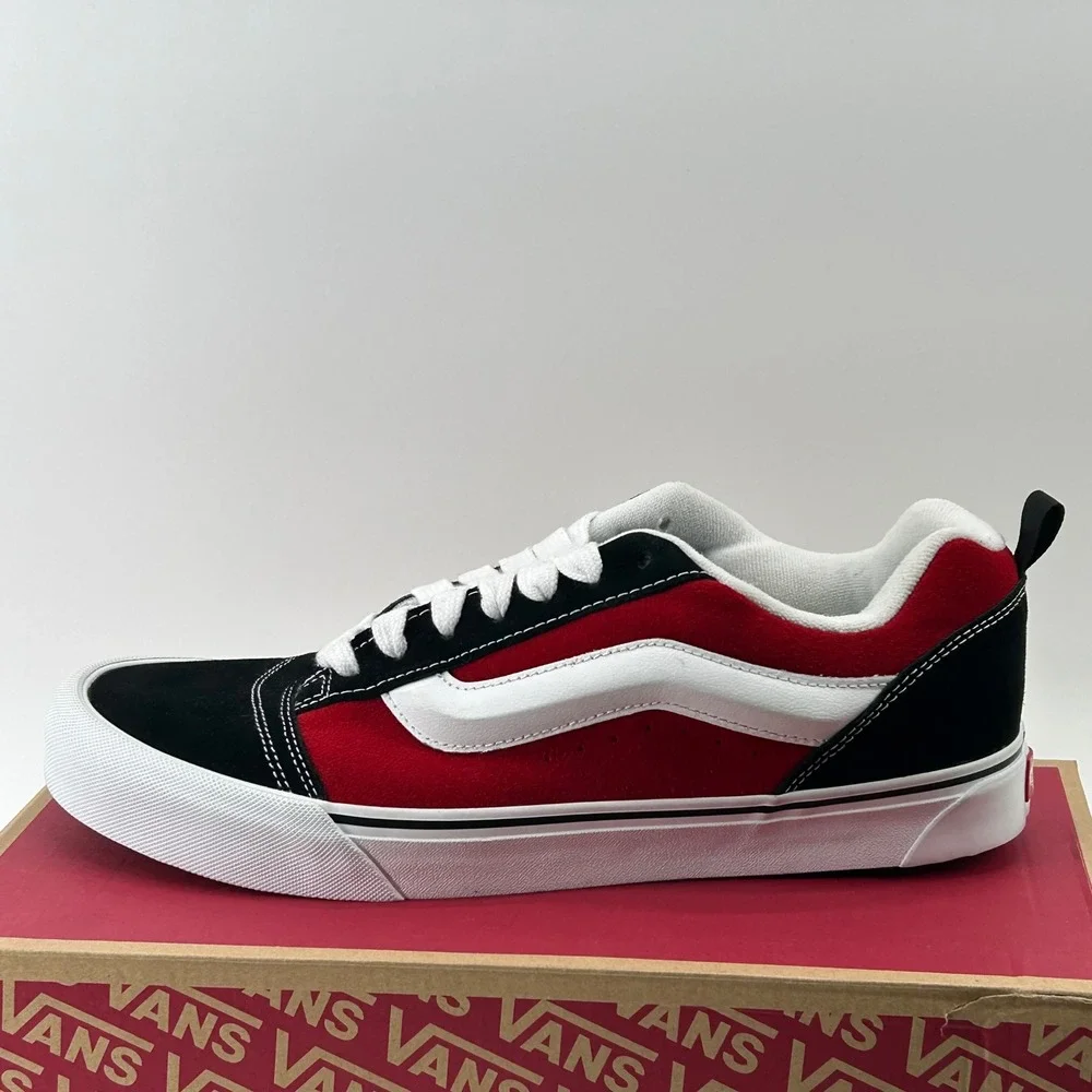 Vans Knu Skool Mens 13 Red True White Black Suede Chunky Skate Shoes New